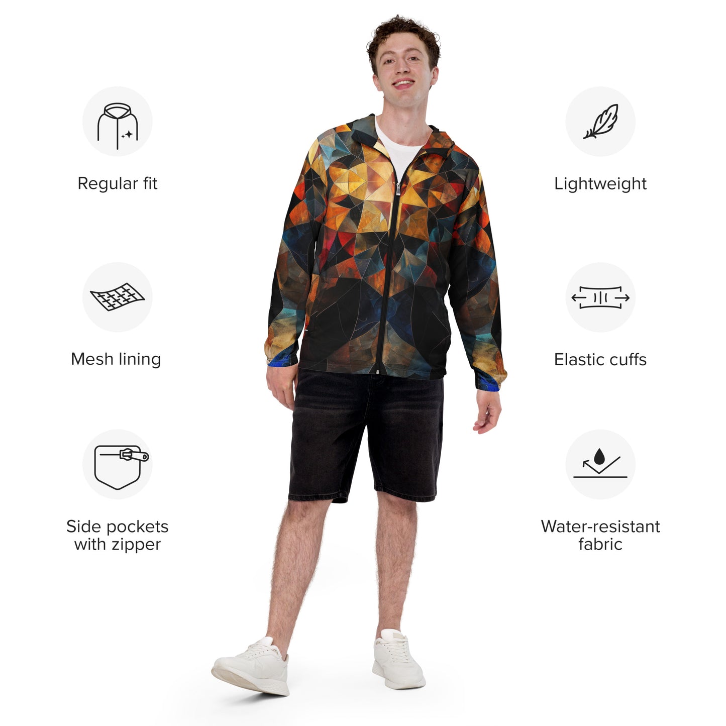 Geo Glass Men’s Windbreaker