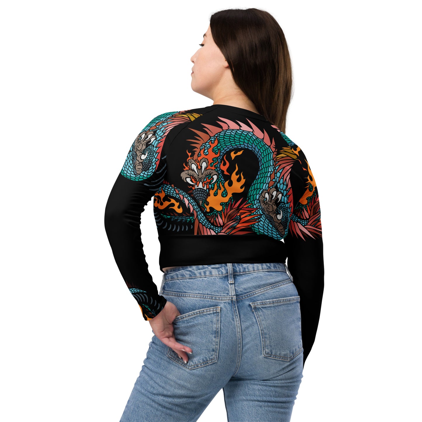 Black Dragon Recycled Long-sleeve Crop Top