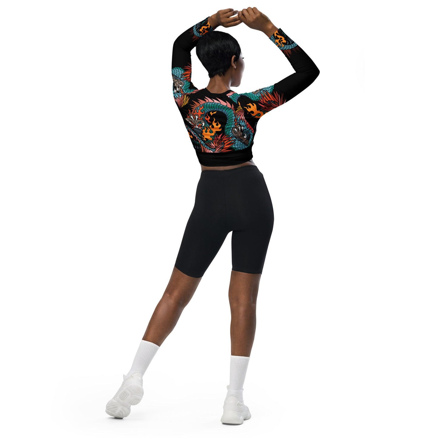 Black Dragon Recycled Long-sleeve Crop Top