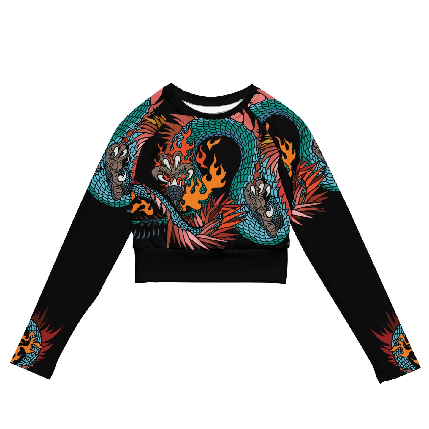 Black Dragon Recycled Long-sleeve Crop Top