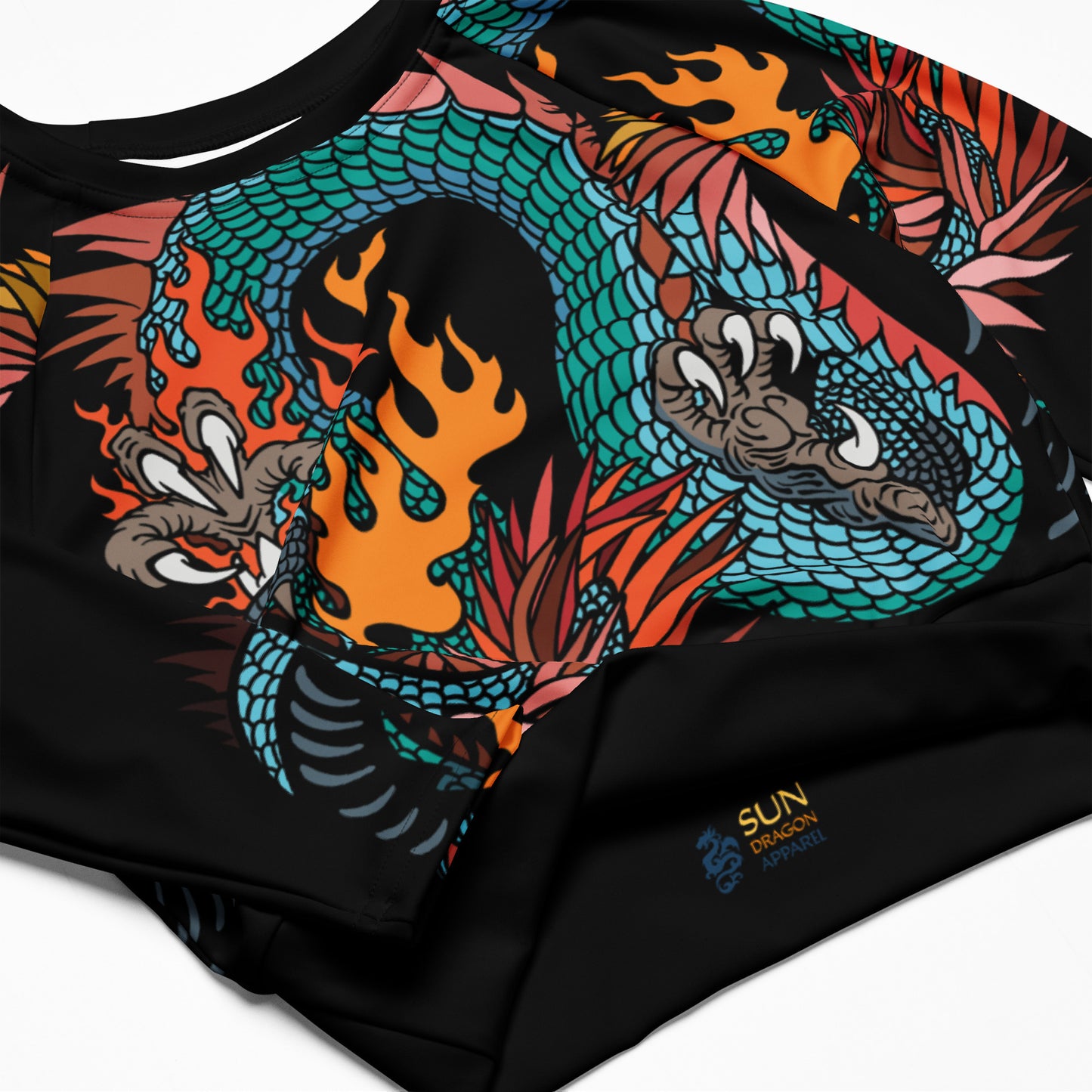 Black Dragon Recycled Long-sleeve Crop Top