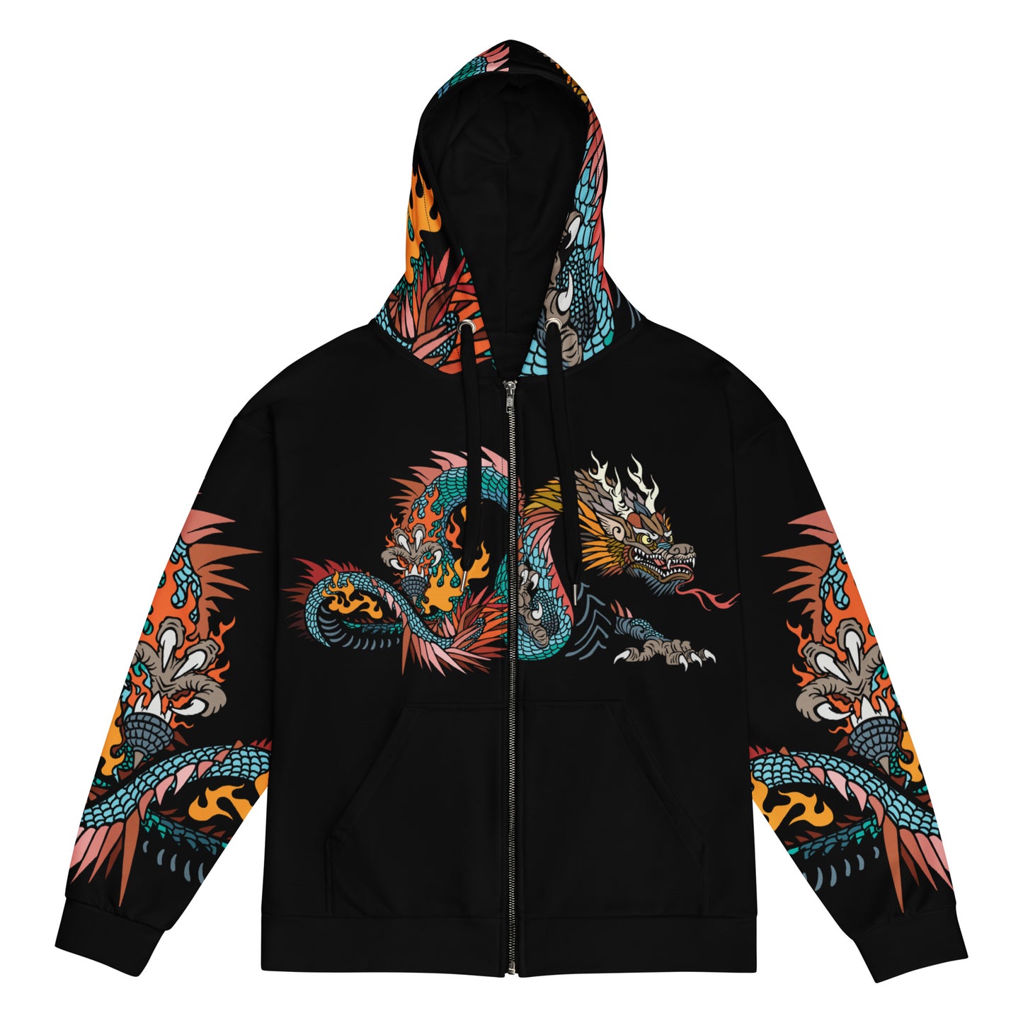 Black Dragon Recycled Unisex Zip Hoodie