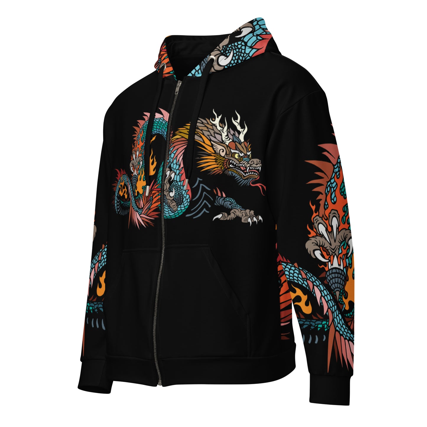 Black Dragon Recycled Unisex Zip Hoodie