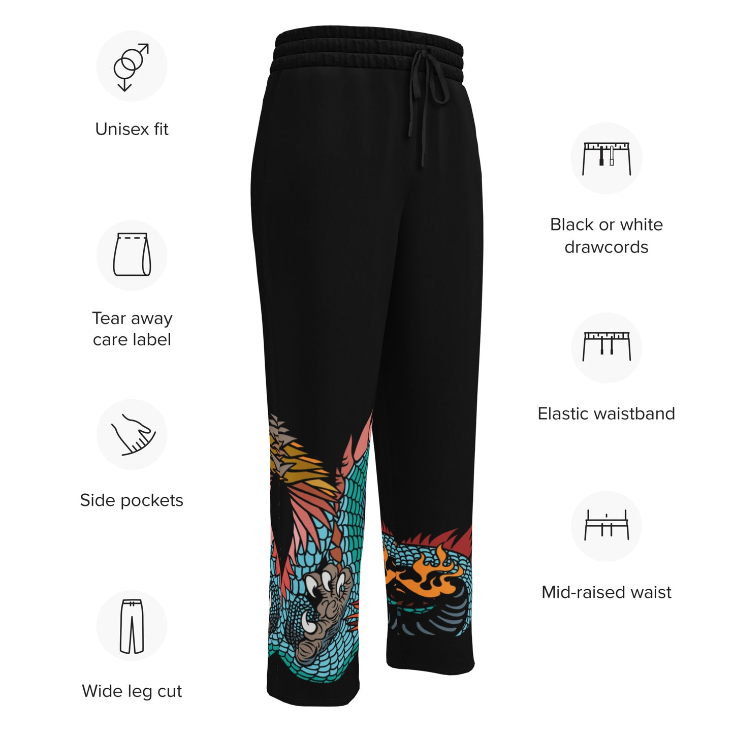 Black Dragon Recycled Unisex Wide-leg Joggers