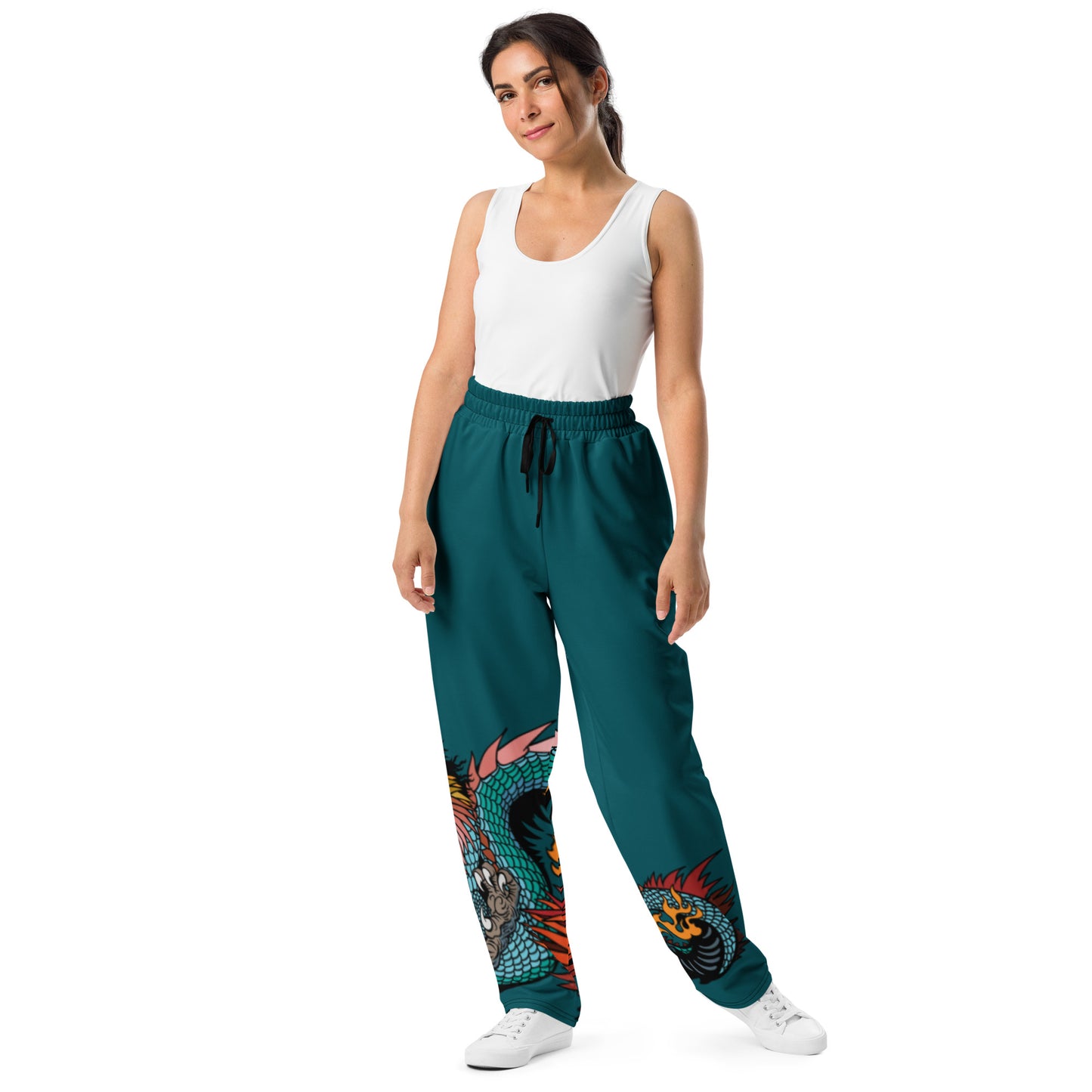 Teal Dragon Unisex Recycled Wide-leg Joggers