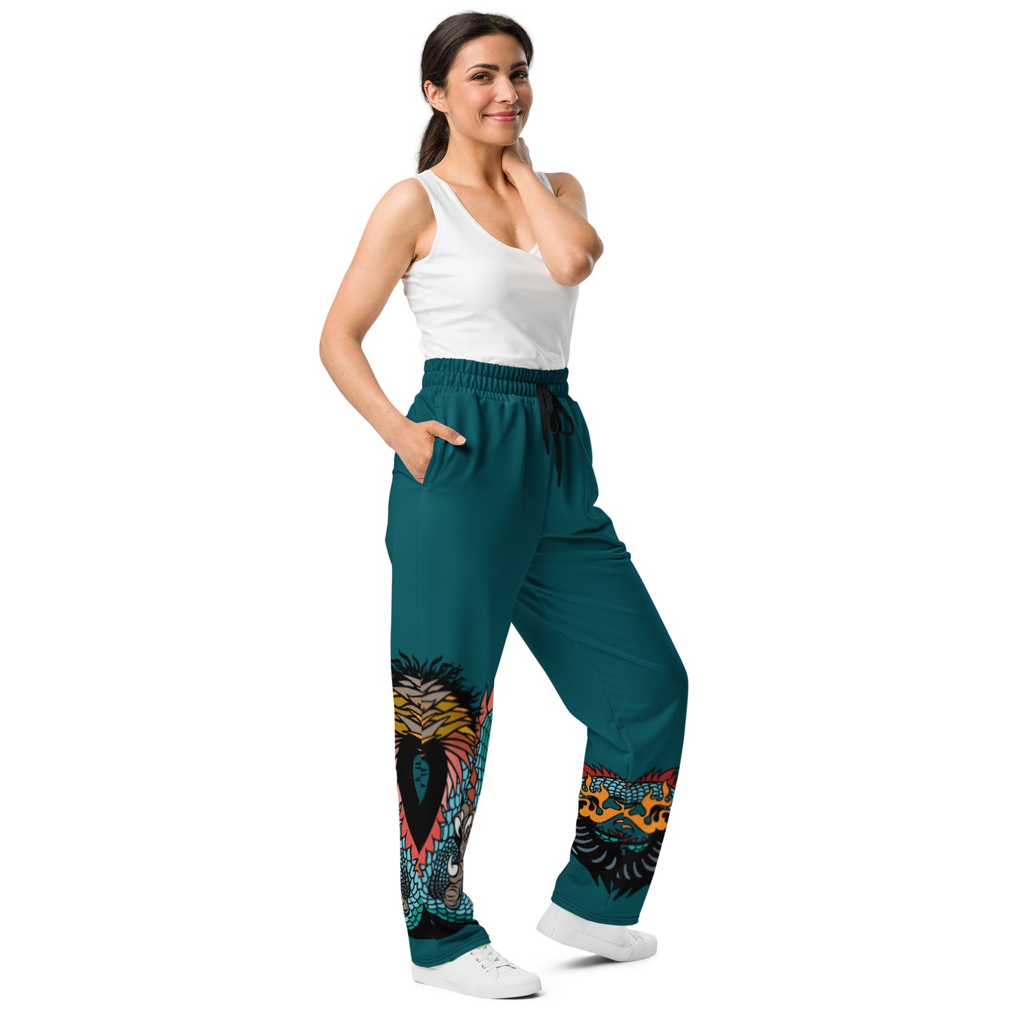 Teal Dragon Unisex Recycled Wide-leg Joggers