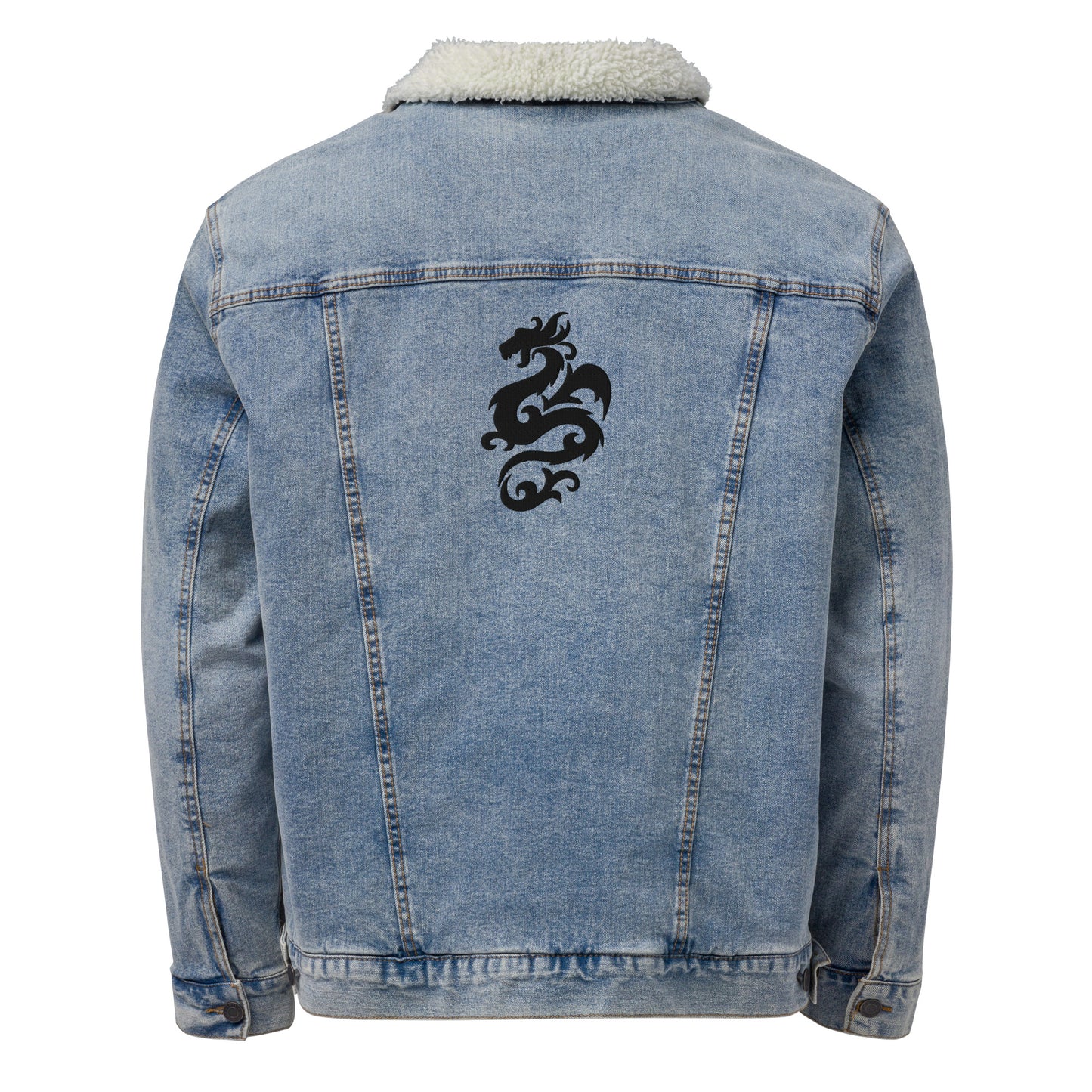 Draco Solari Embroidered Unisex Denim Sherpa Jacket