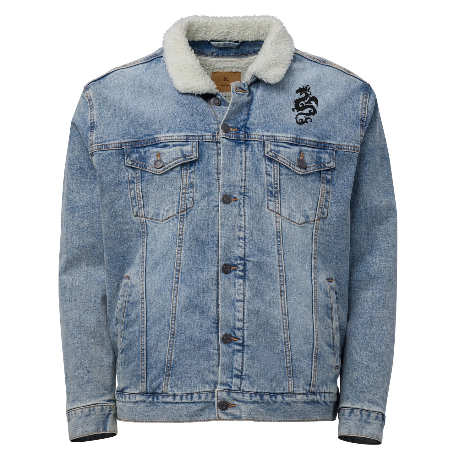 Draco Solari Embroidered Unisex Denim Sherpa Jacket