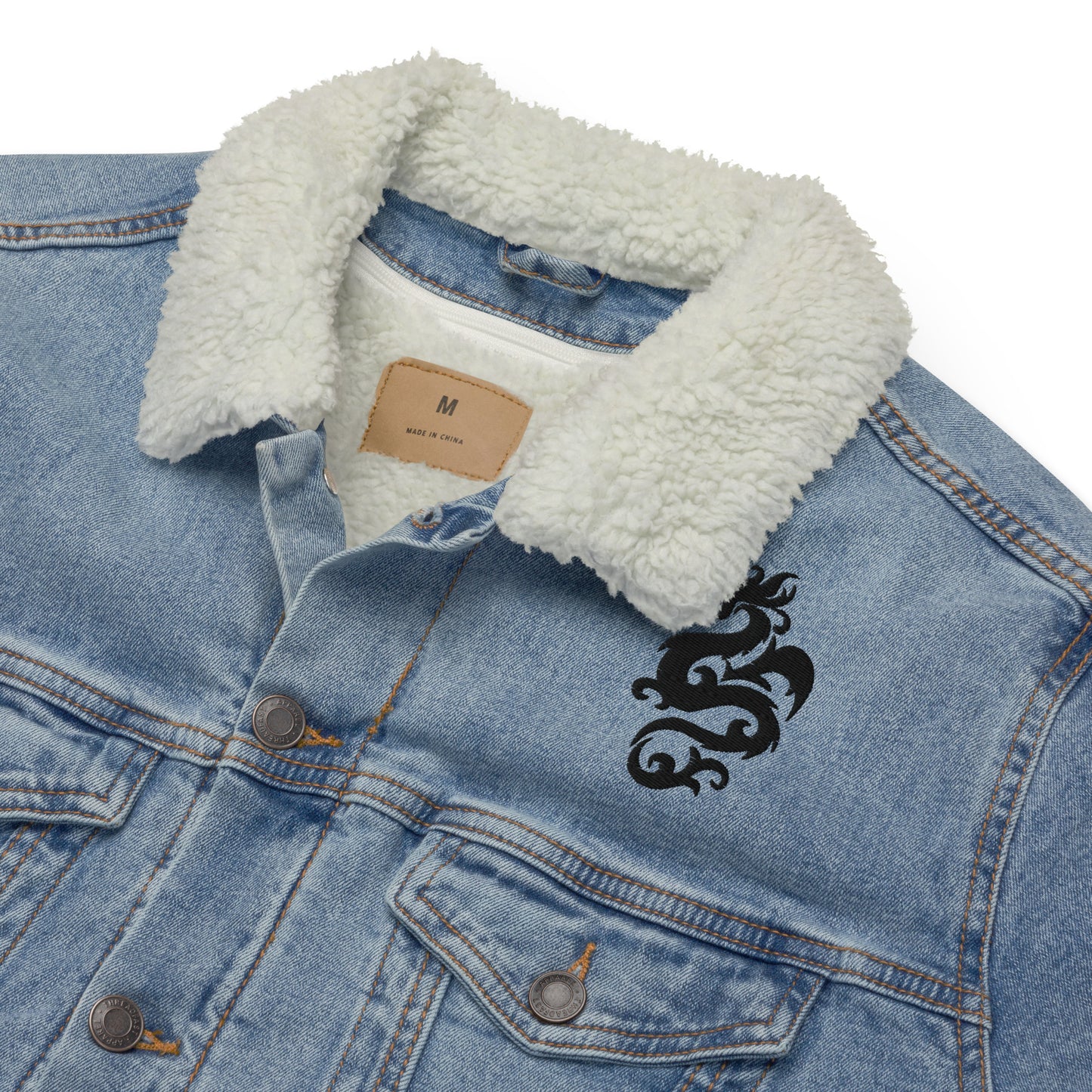 Draco Solari Embroidered Unisex Denim Sherpa Jacket